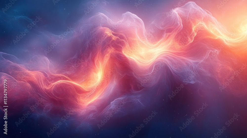Poster abstract neon technology background with swirling patterns of pink and blue light cosmic nebula effe