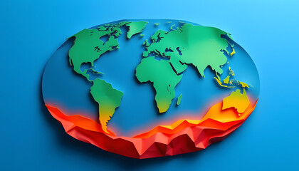 Fototapeta premium World Map Paper Art with Climate Change