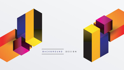 Obraz premium Sleek abstract design featuring isometric 3D blocks in a clean, modern composition. Perfect for tech-inspired themes, with vibrant colors and geometric precision