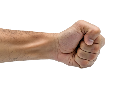 Clenched Fist Shows Strength Isolated on PNG Transparent Background
