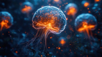 High-Resolution Brain Scan Visualization Highlighting Neural Activity and Structures for Medical Diagnostics and Research