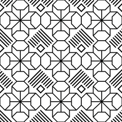 Seamless abstract floral pattern. Vector background. Black and white ornament. Graphic modern pattern.