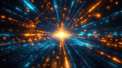 Fototapeta premium Futuristic Technology Background with Neon Lines and Digital Speed Effects