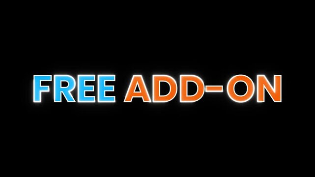 Dynamic animation of Free Add-On in vibrant blue and orange. Perfect for app promotions, website banners, or explainer videos.