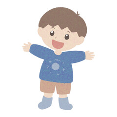 Obraz premium クレヨン風に描いた男の子のイラスト