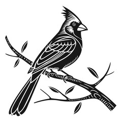 Cardinals Bird Black Vector Silhouette isolated on a transparent background