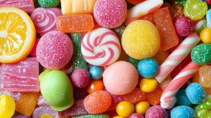 Colorful Gummy Lollipops and Sweets Vibrant Candy Assortment Fun! - Powered by Adobe