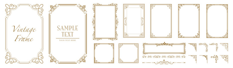 Set of Decorative vintage borders and frames set, floral ornament. Vector design.eps