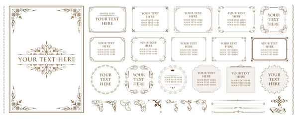 Set of Decorative vintage borders and frames set, floral ornament. Vector design. .eps
