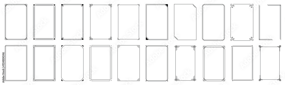 Fototapete set of simple line frames with double stroke. collection of vertical blank templates to decorate tex