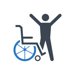 Celebrating Person Behind Wheelchair Icon