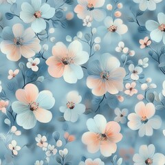 Dreamy Floral Watercolor Pattern Soft Pastel Ethereal Flowers Background
