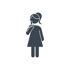 Quiet Gesture Girl Standing Icon