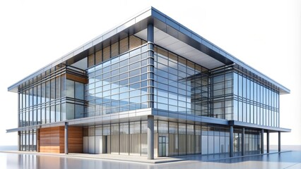 Fototapeta premium render modern building structure on isolated white background, , render, modern, building, structure, isolated