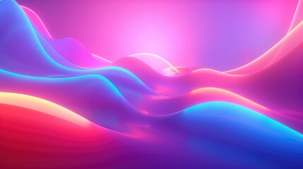 Naklejka premium 3d render, abstract neon background with colorful glowing curvy lines. Minimalist futuristic wallpaper