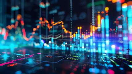 Abstract digital representation of financial data and stock market trends.