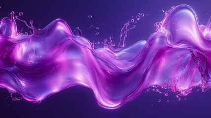 A purple wave with purple water splashing out of it