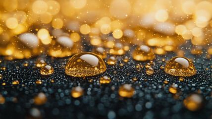 A black and gold background with a large number of small, shiny