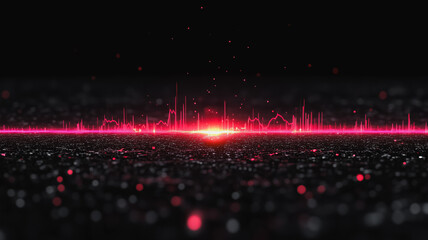 A black background with a red line that is pulsating