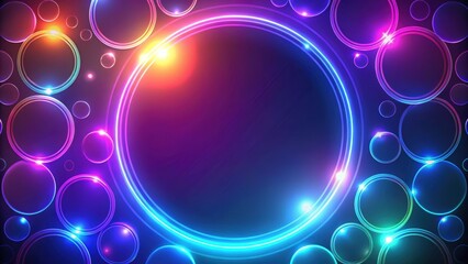 Abstract gradient background with glowing circle frames, abstract, gradient, background, glowing, circle, frames, design