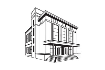 Building line art silhouette vector illustration, Building line art silhouette