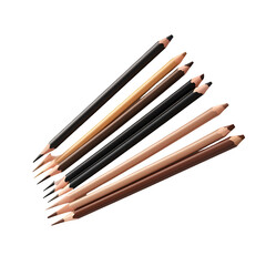 Assortment of Brown and Black Pencils on Black Background