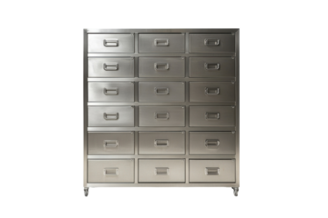 Metal Cabinet with Drawers Isolated on PNG Transparent Background