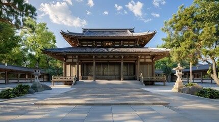 Fototapeta premium 3D rendering of a traditional Japanese temple