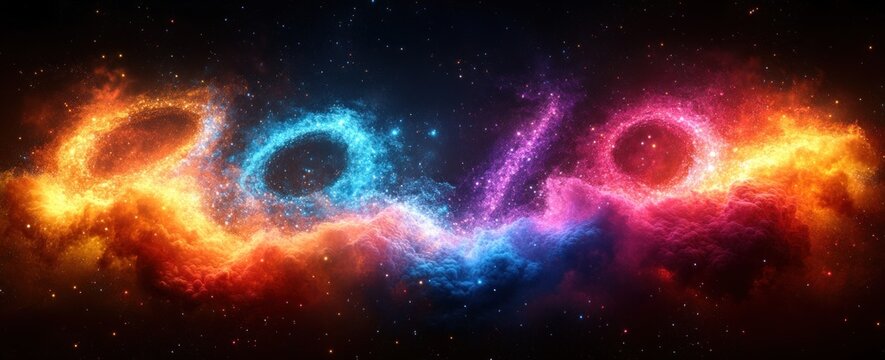 Colorful Explosion of Numbers 0 1 2 3 4 5 6 7 8 9 Against Black Background Creative Abstract Digital Art