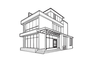 Building line art silhouette vector illustration, Building line art silhouette