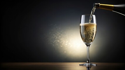 Champagne being poured into a glass, celebration, luxury, bubbles, drink, alcohol, sparkling, elegant, elegant, festive