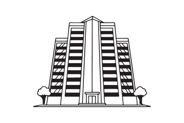 Building line art silhouette vector illustration, Building line art silhouette