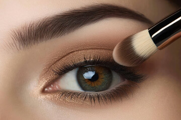 Close up of woman's eye Caucasian young woman with soft make-up Mocha Mousse colored image