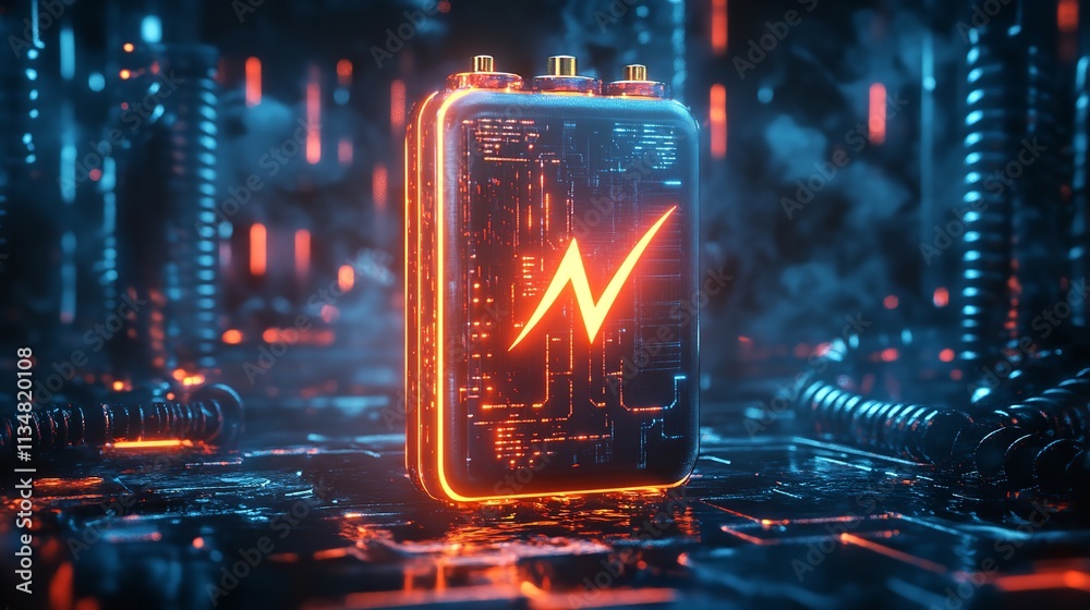 Fototapete A futuristic scene featuring glowing neon lights and a circular platform, creating a sci-fi atmosphere.