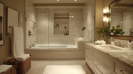 Fototapeta premium Contemporary bathroom design elegant interior photography showcase