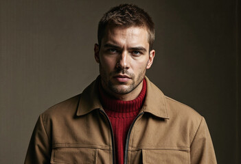 Obraz premium Stylish Man in Brown Jacket - Portrait