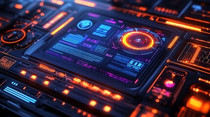 Obraz premium Futuristic digital interface design virtual environment technology