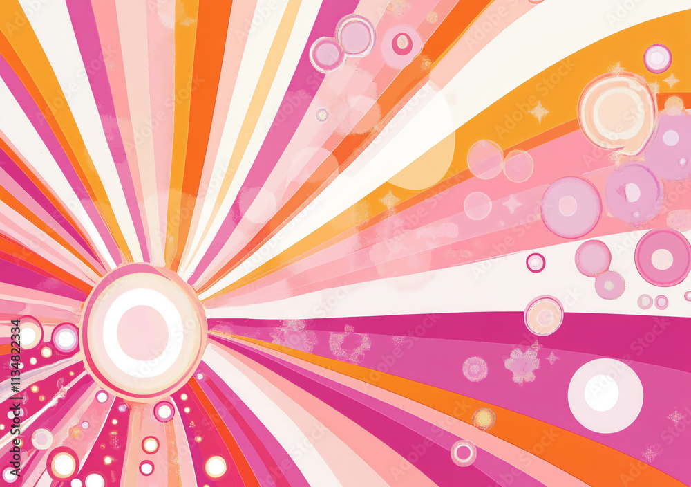 Poster Colorful abstract background with rays and circles creating a vibrant, dynamic atmosphere