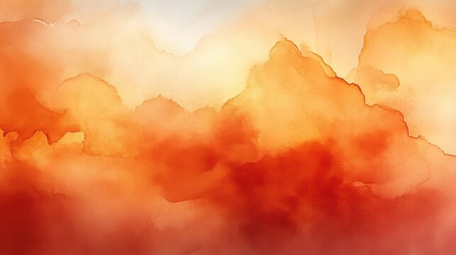 Orange Watercolor Abstract Background with Terracotta and Warm Tones for Artistic Design