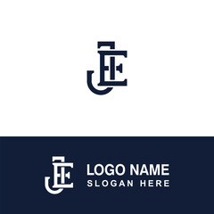 Stylish logo with text JE.
