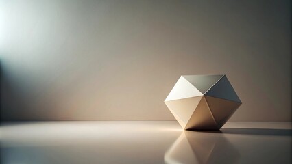 A White Geometric Shape Casts a Shadow on a Smooth Surface Against a Simple, Light Background