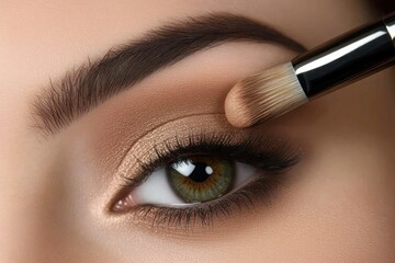 Close up of woman's eye Caucasian young woman with soft make-up Mocha Mousse colored image