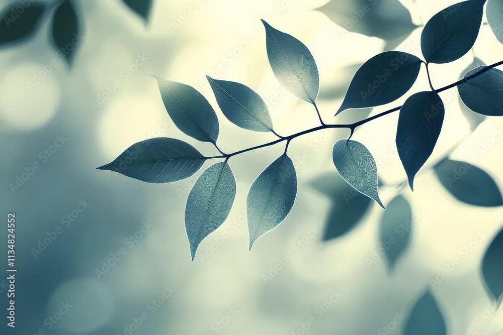 Aufkleber minimalist shadow of tree leaves on gray background
