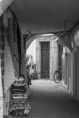 Small street in the pretty town of Essaouira in Morocco