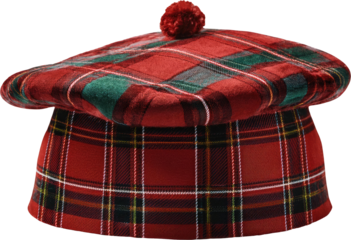 Red and Green Plaid Tam o' Shanter Hat