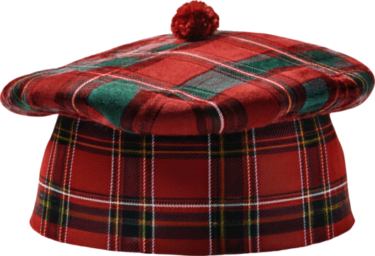 Red and Green Plaid Tam o' Shanter Hat