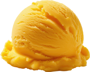 A creamy scoop of yellow ice cream with a smooth texture and rich flavor.