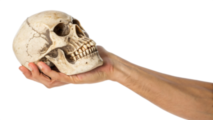 hand holding a skull