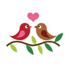 two birds on a branch