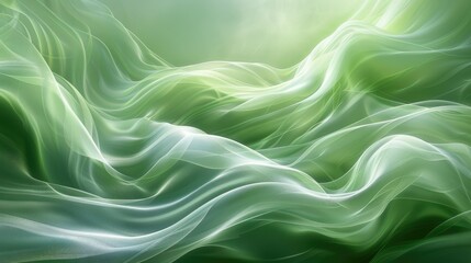 Obraz premium Ethereal green waves create a serene, flowing landscape of light and texture.